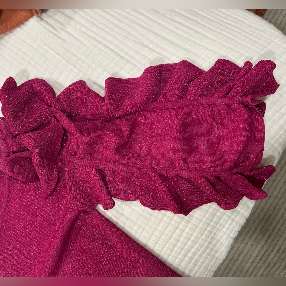 Zara Pink Ruffled Crop Blouse - Picture 3 of 7